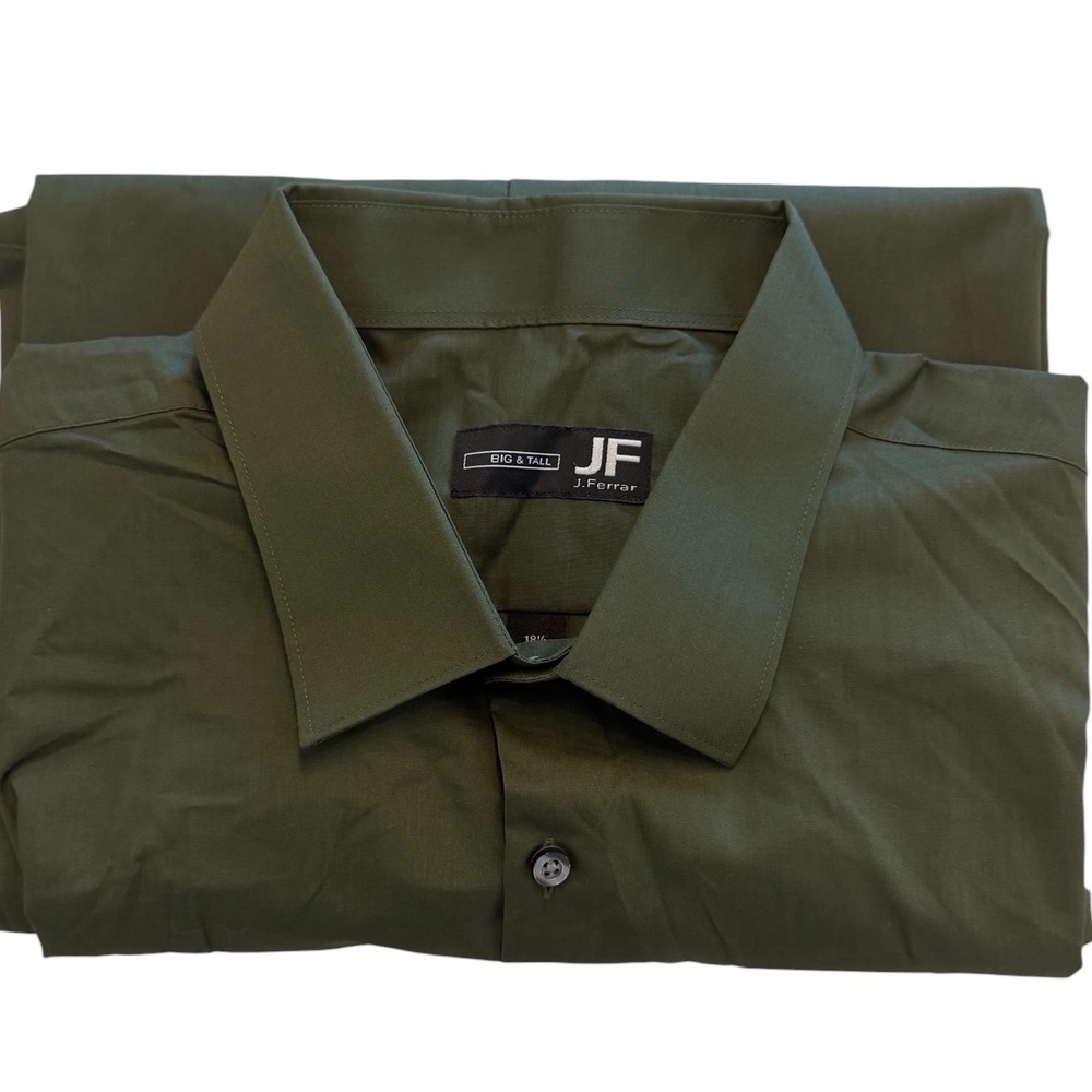 J.Ferrar JF Big & Tall Mens Stretch Dress Shirt Olive Green 18.5 38-39 LS - Picture 8 of 8